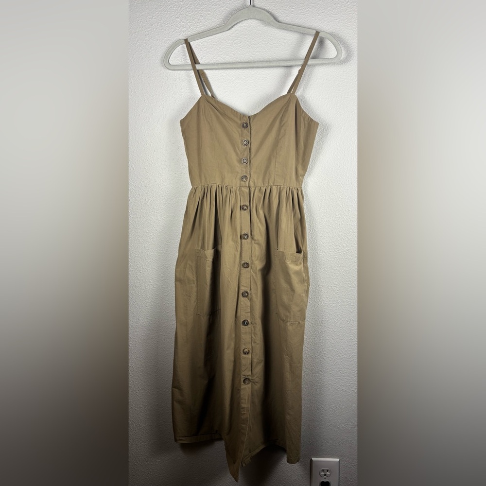 Elegant Tan Button-Down Dress